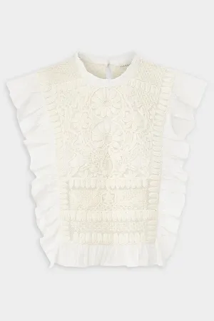 Capriana Embroidered Top in Off White