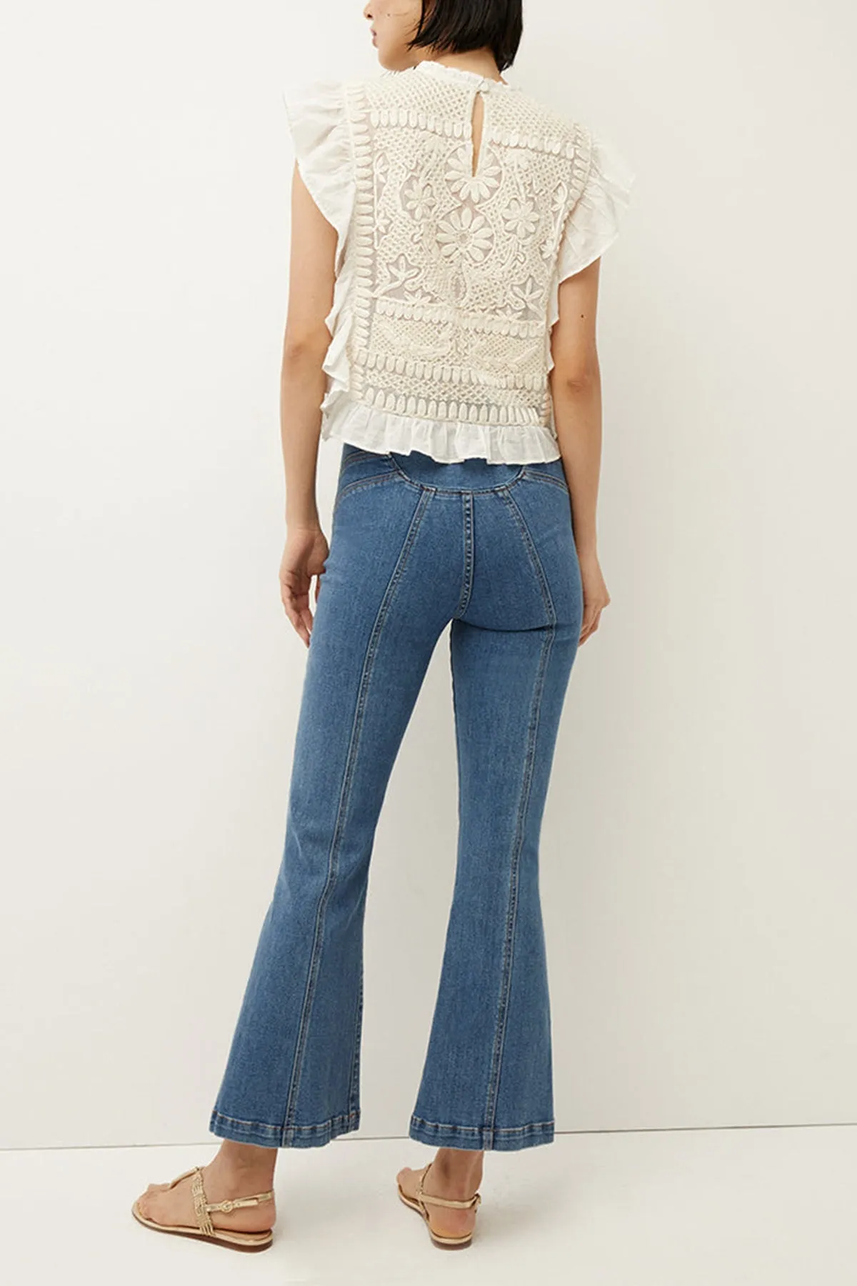 Capriana Embroidered Top in Off White