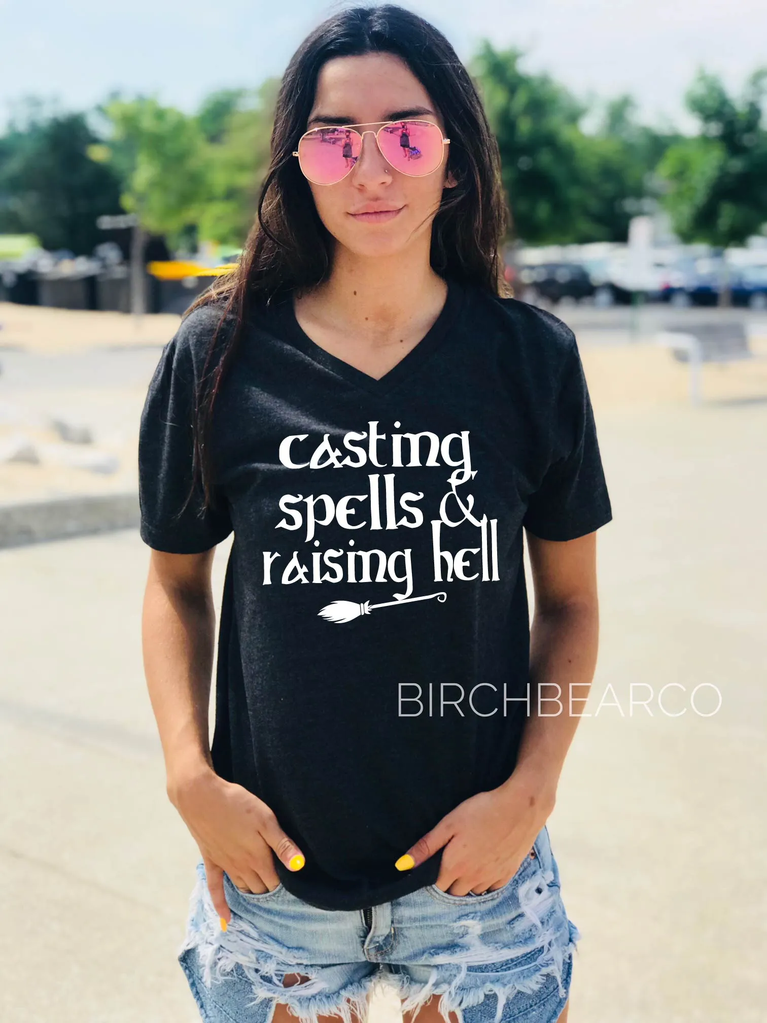 Casting Spells And Raising Hell Shirt | Halloween Shirt | Unisex V Neck