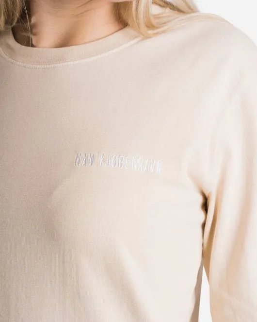 Casual Long Sleeve Tee - Beige