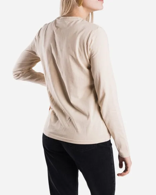 Casual Long Sleeve Tee - Beige