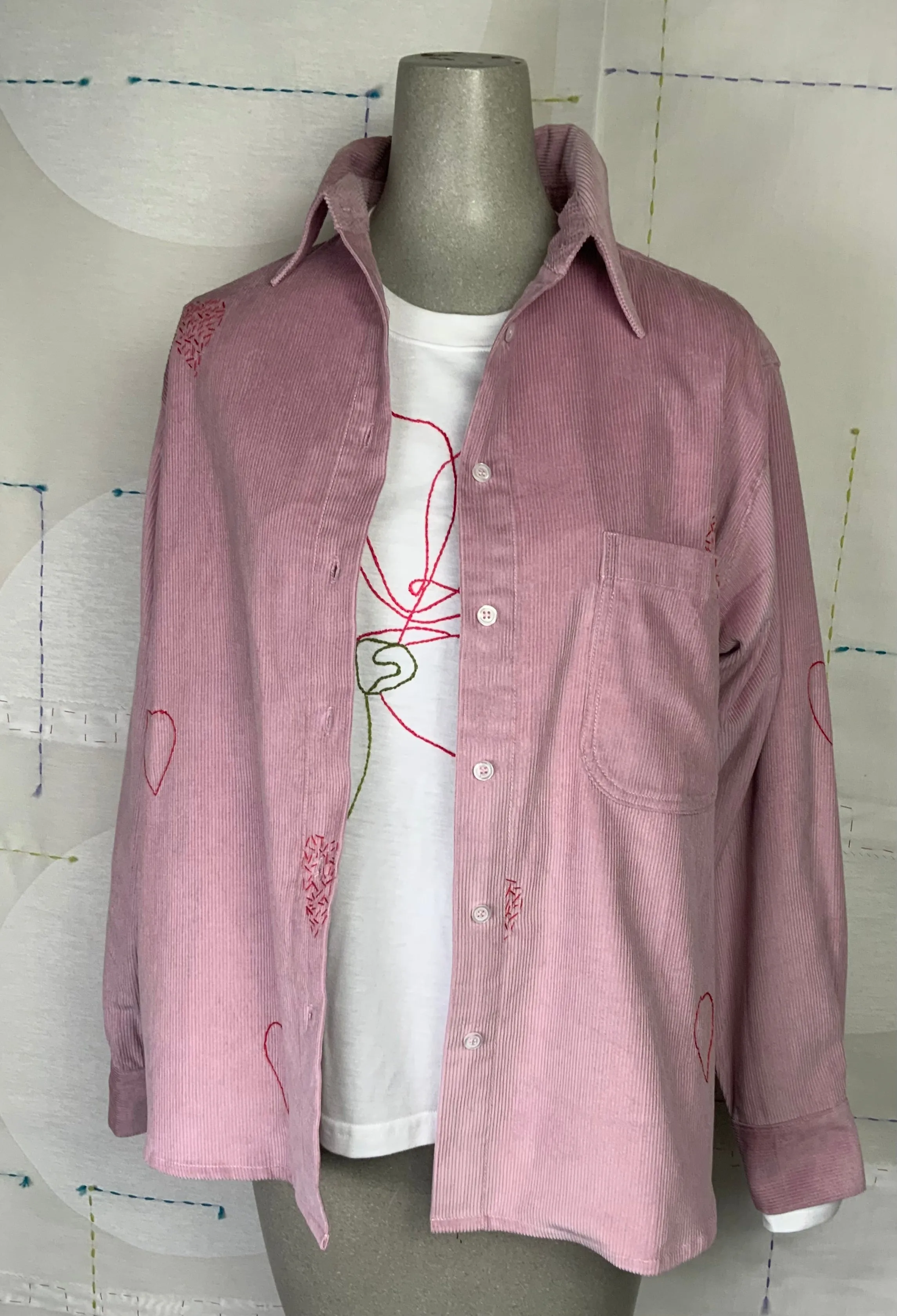Cats With A Heart  ~  L/S Tee with Tropical Flower - White