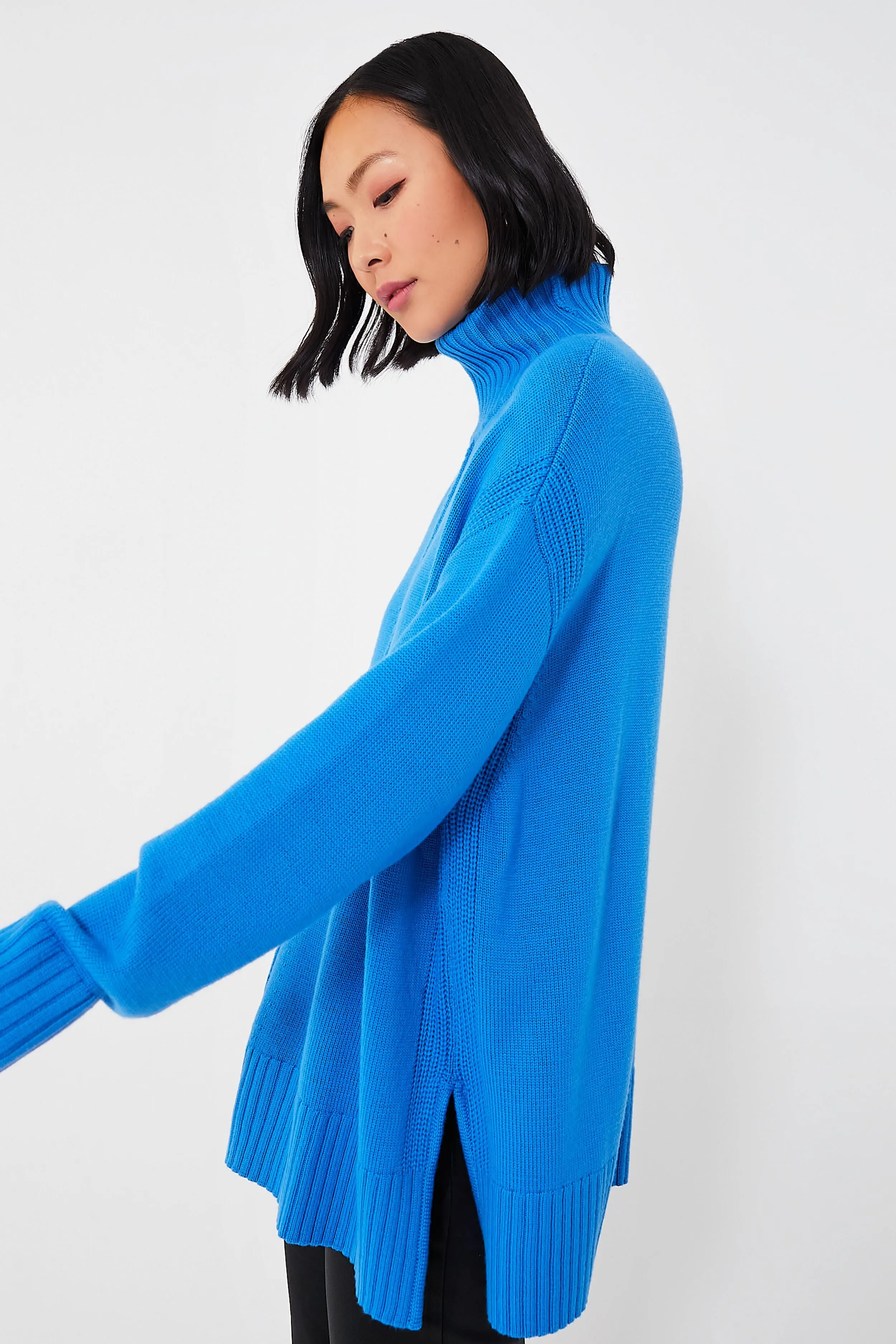 Ceru Blue Forte Relaxed Turtleneck