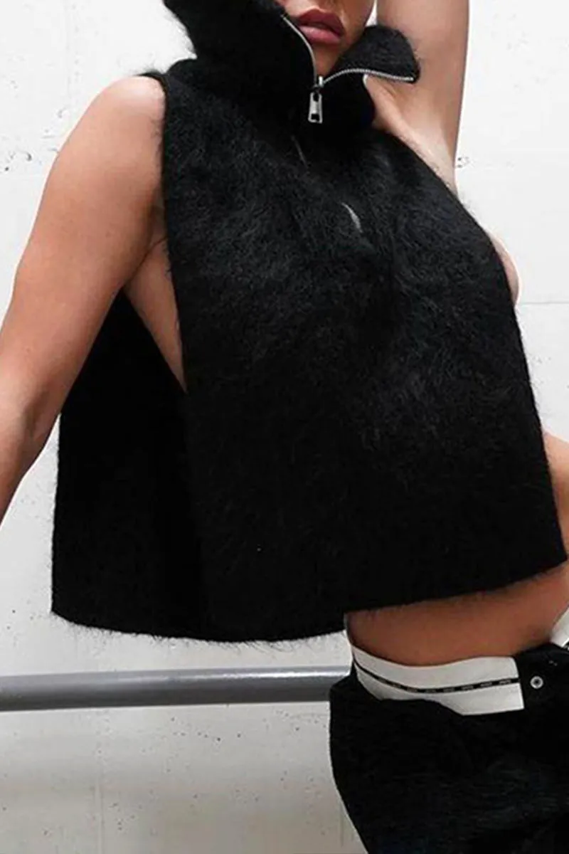 CG0120 Furry Split Vest Top