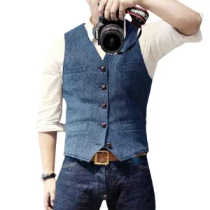 Chic Men's Vintage Tweed Vest in Wool Mix