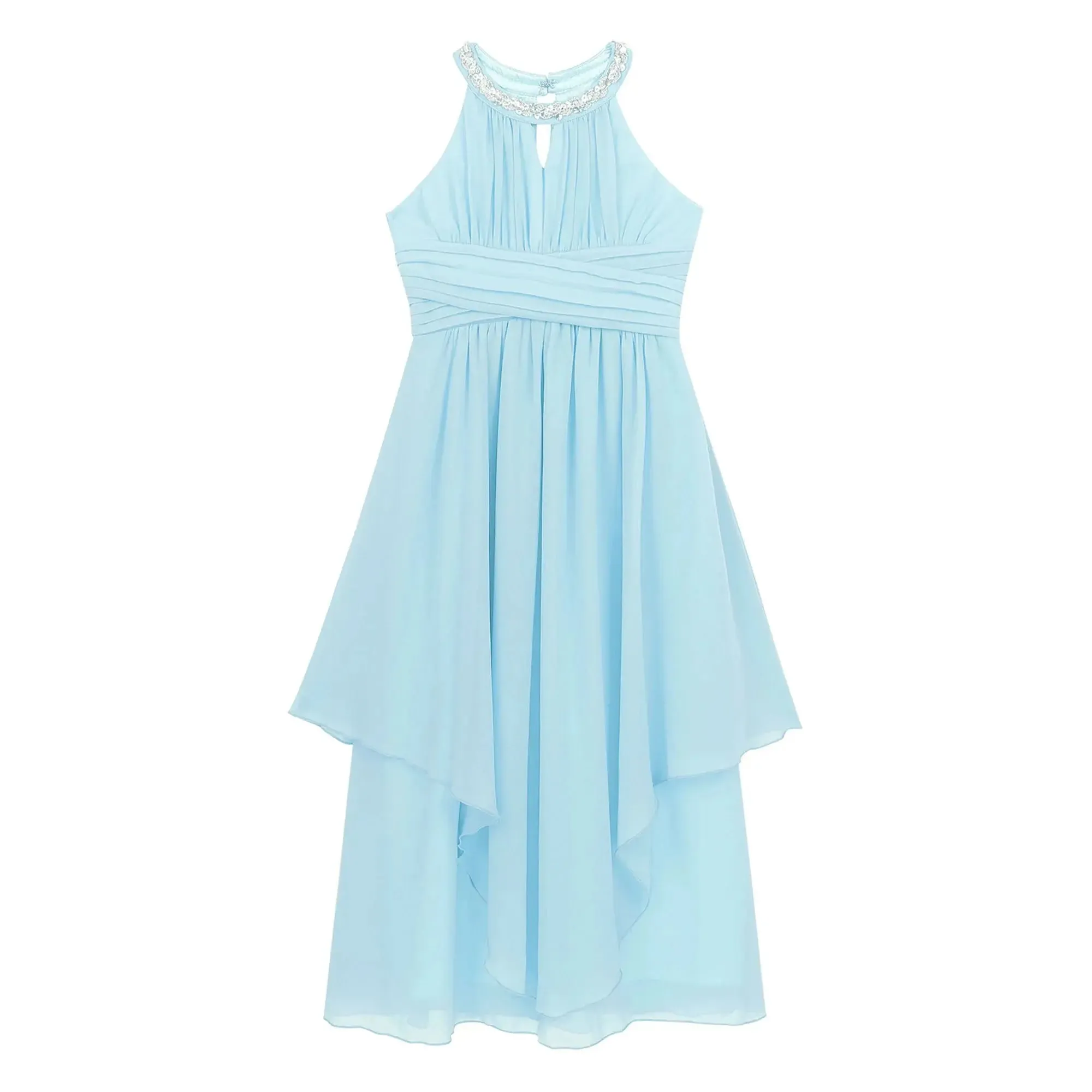 Children Wedding Flower Girl Dresses Shiny Sequin Chiffon Elegant Party Dresses Princess Gown for Prom Birthday Evening Pageant