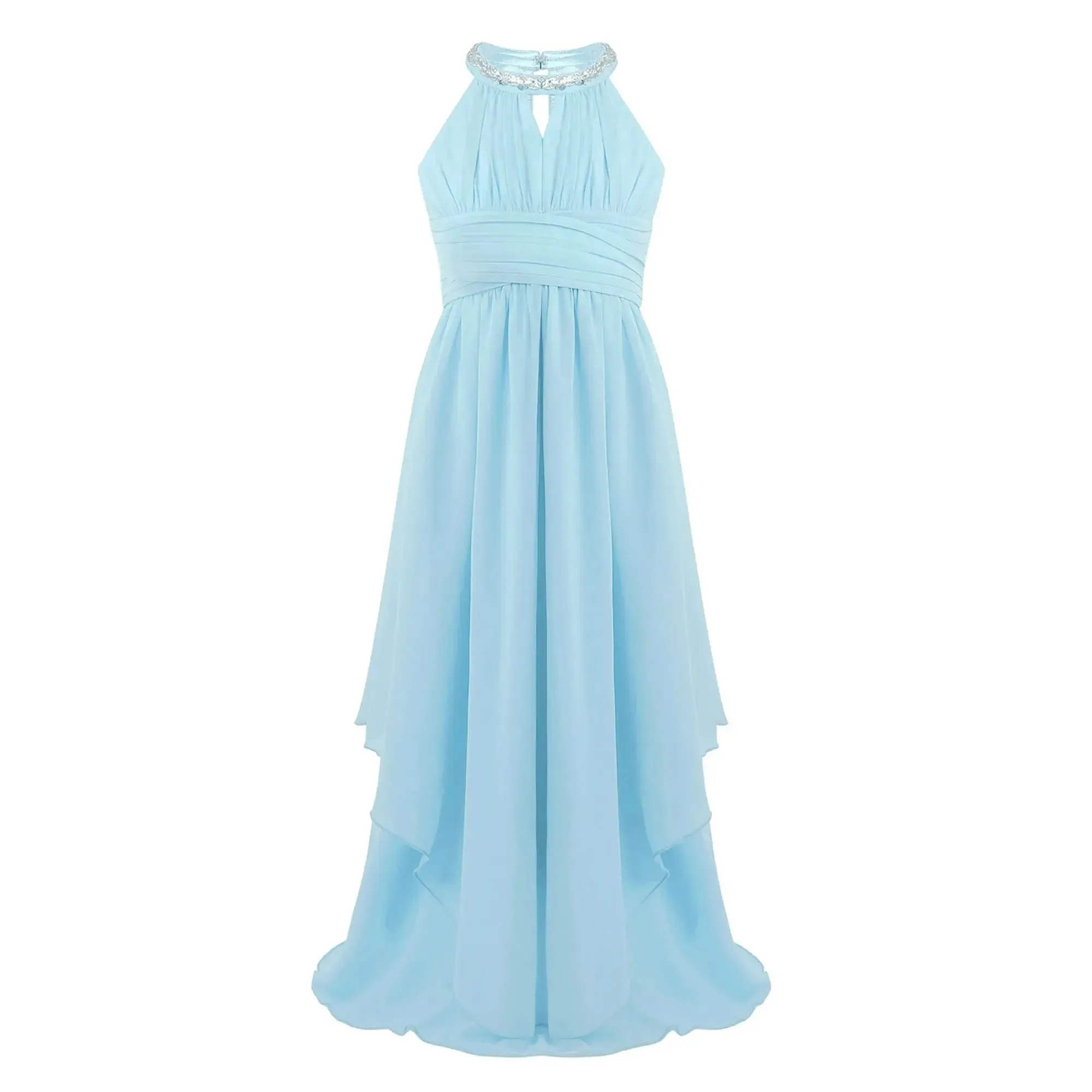 Children Wedding Flower Girl Dresses Shiny Sequin Chiffon Elegant Party Dresses Princess Gown for Prom Birthday Evening Pageant