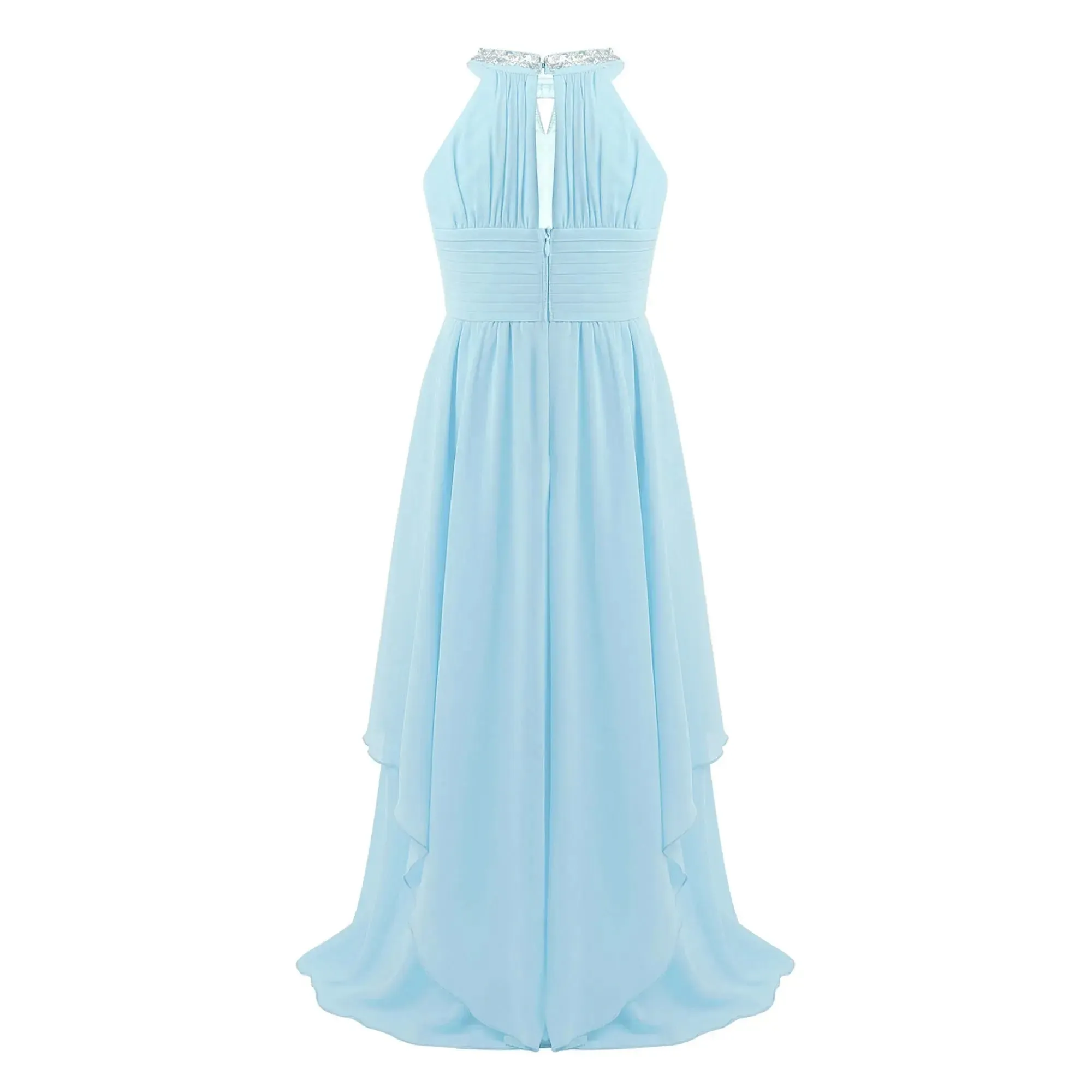 Children Wedding Flower Girl Dresses Shiny Sequin Chiffon Elegant Party Dresses Princess Gown for Prom Birthday Evening Pageant
