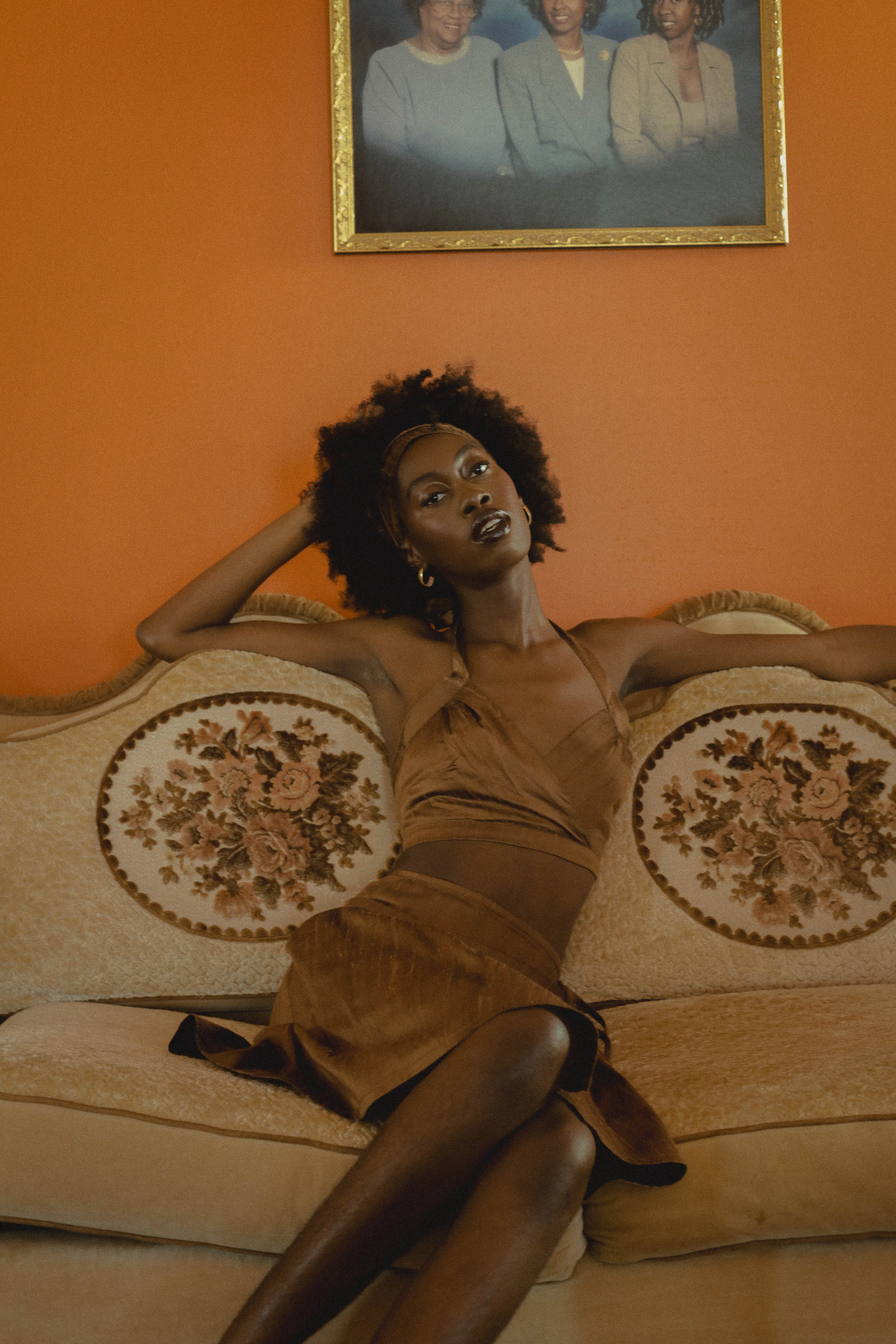 Chocolate Brown Nude Silk Wrap Skirt