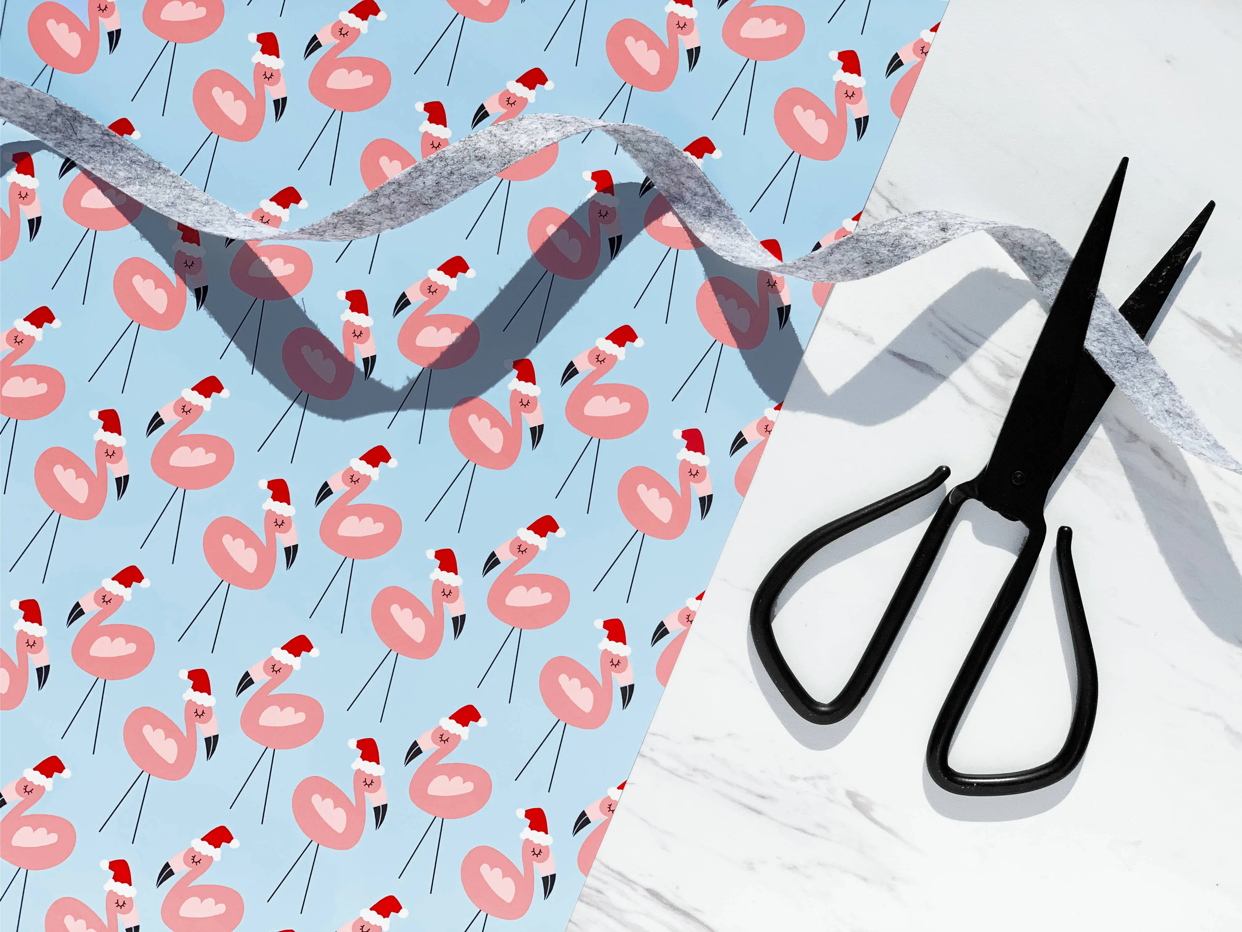 Christmas Flamingos Wrapping Paper Sheet