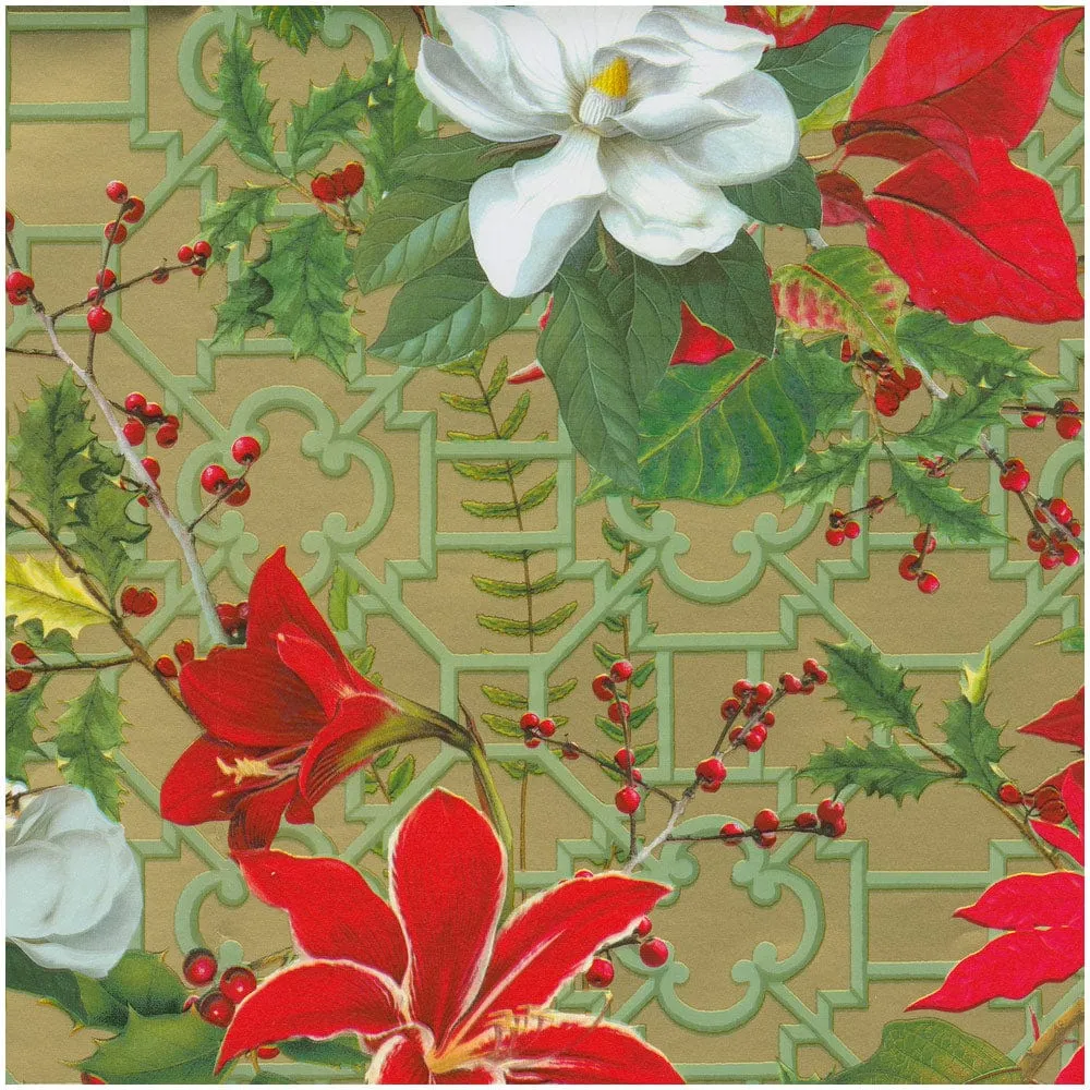 Christmas Garden Gold Wrapping Paper