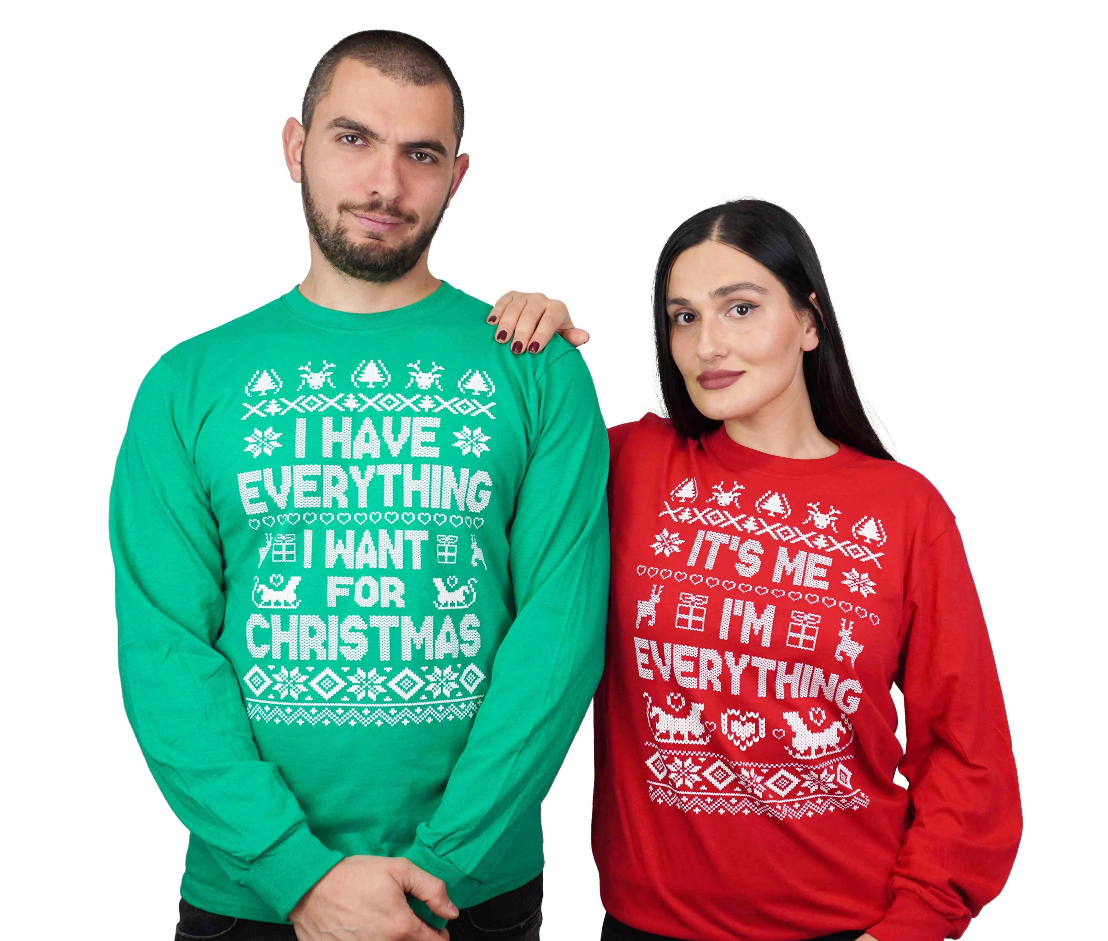 Christmas matching long sleeve green red shirts I have everything for Christmas funny Ugly sweater party long sleeve t-shirts