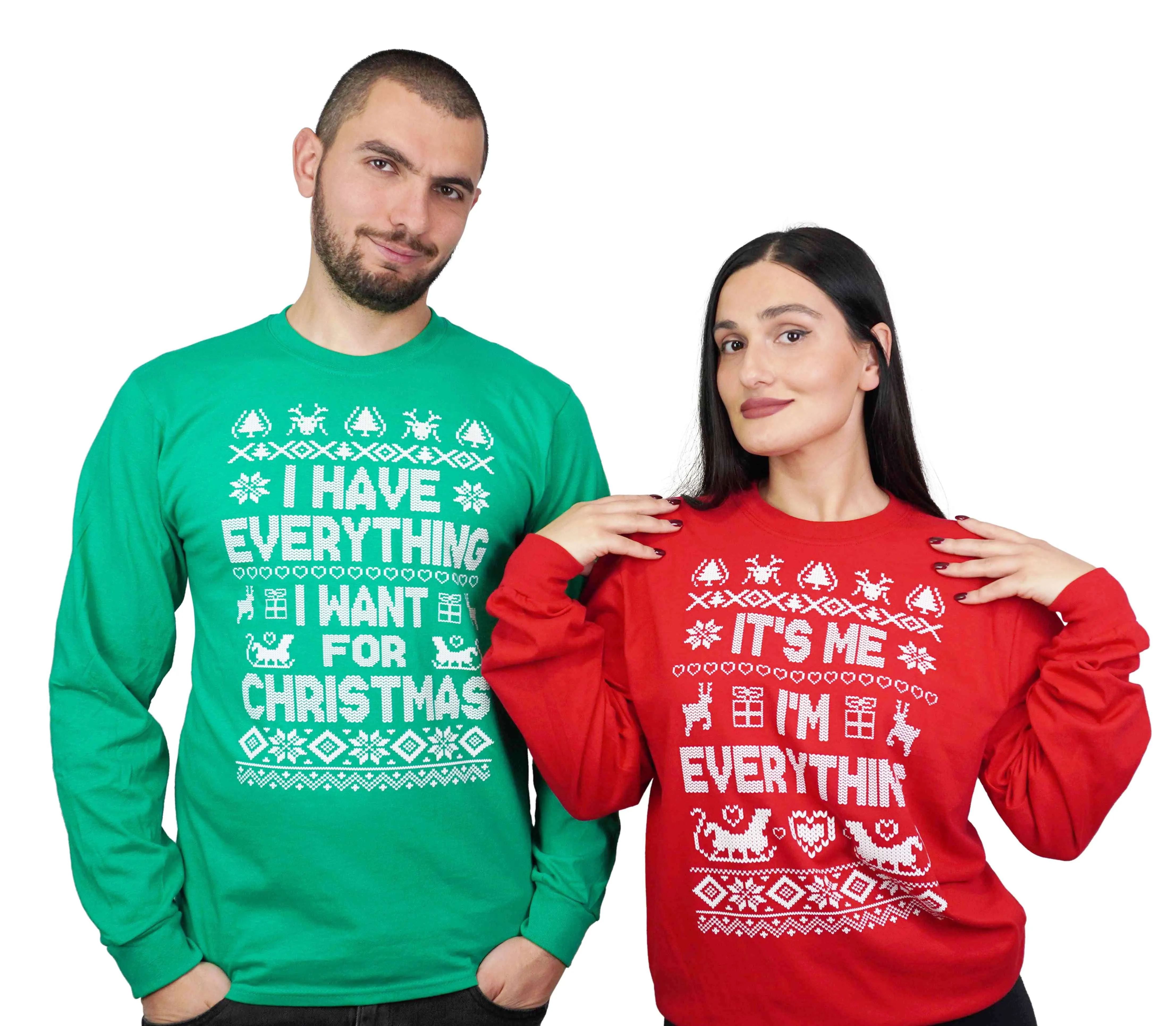 Christmas matching long sleeve green red shirts I have everything for Christmas funny Ugly sweater party long sleeve t-shirts