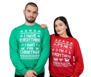 Christmas matching long sleeve green red shirts I have everything for Christmas funny Ugly sweater party long sleeve t-shirts