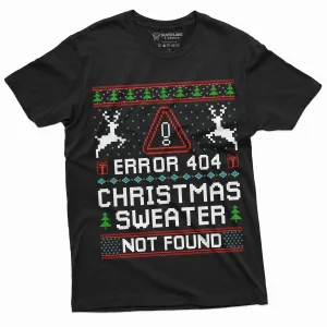 Christmas Ugly Sweater T-shirt Funny Programmer Error 404 sweater not found shirt