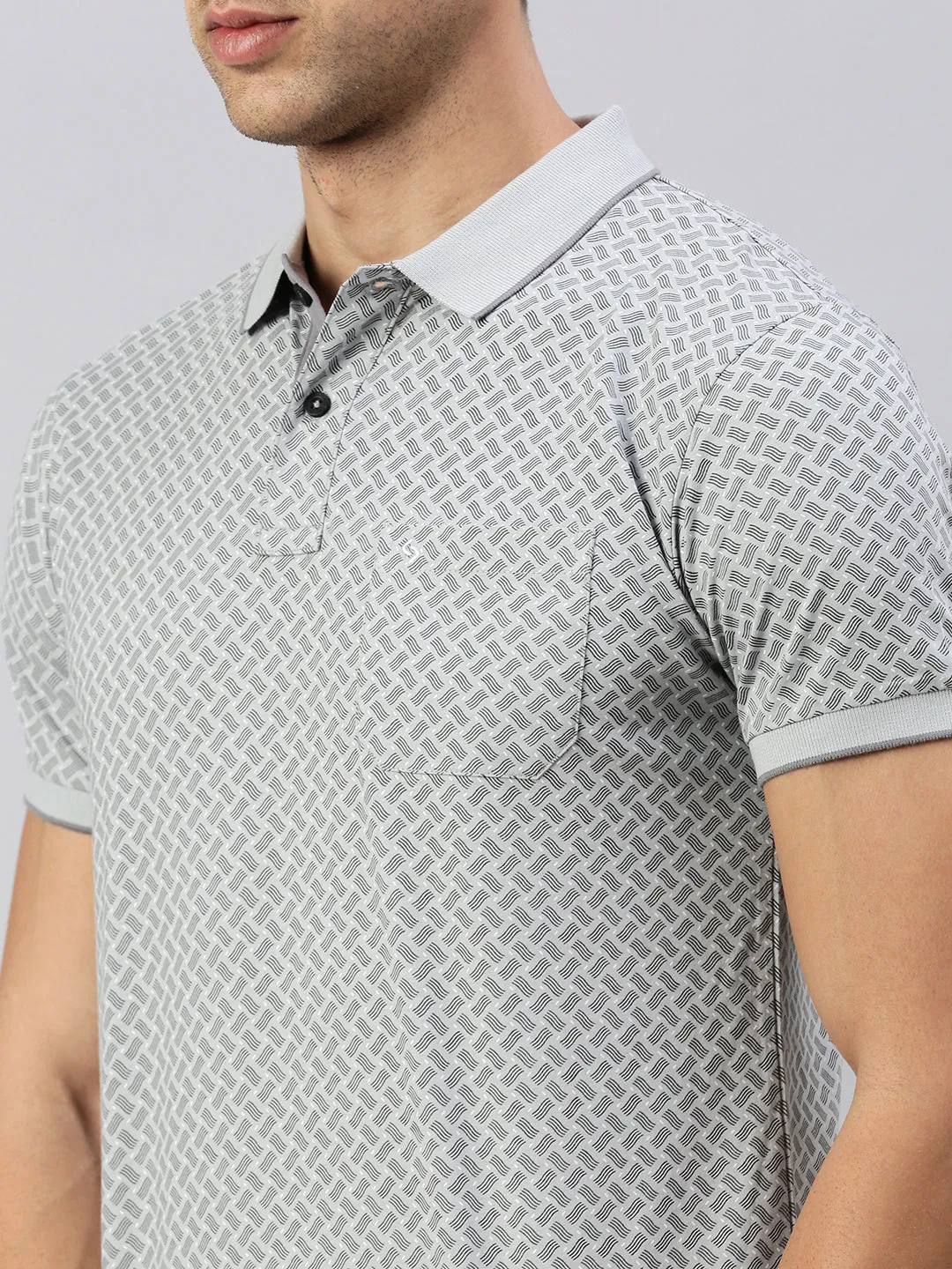 Classic Polo Men's Half Sleeve Grey/Black Polo Neck Cotton Slim Fit T Shirt | BELLO - 299 A SF P
