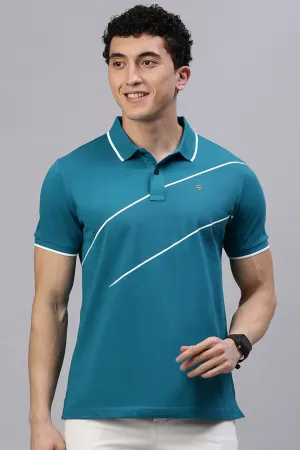 Classic Polo Men's Half Sleeve Teal Blue Polo Neck Slim Fit Solid T-Shirt