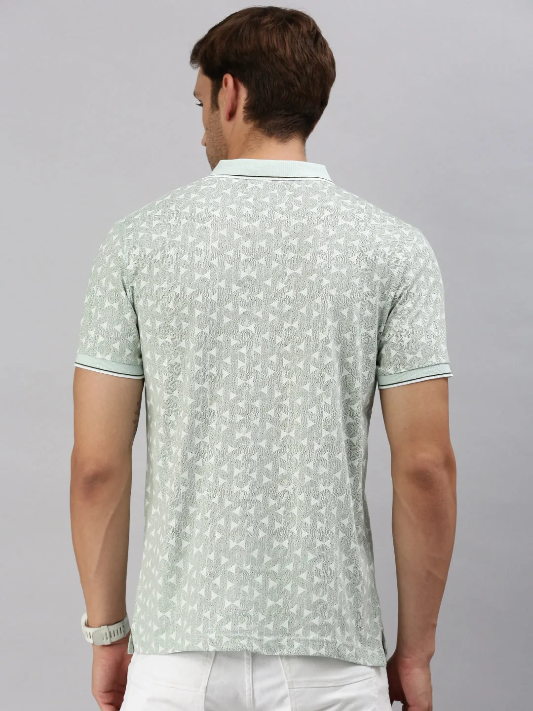 Classic Polo Men's Printed Lt.Green Cotton Slim Fit Half Sleeve T-Shirt | BELLO - 290 B SF P