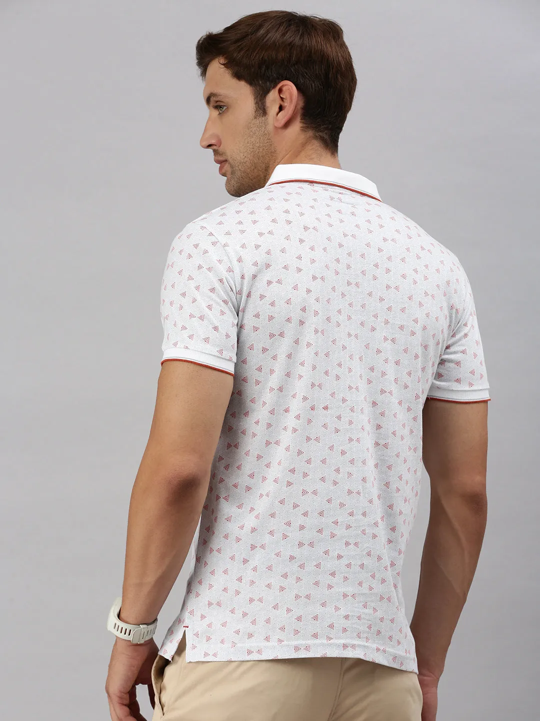 Classic Polo Men's Printed Lt.Grey Cotton Slim Fit Half Sleeve T-Shirt | BELLO - 290 A SF P