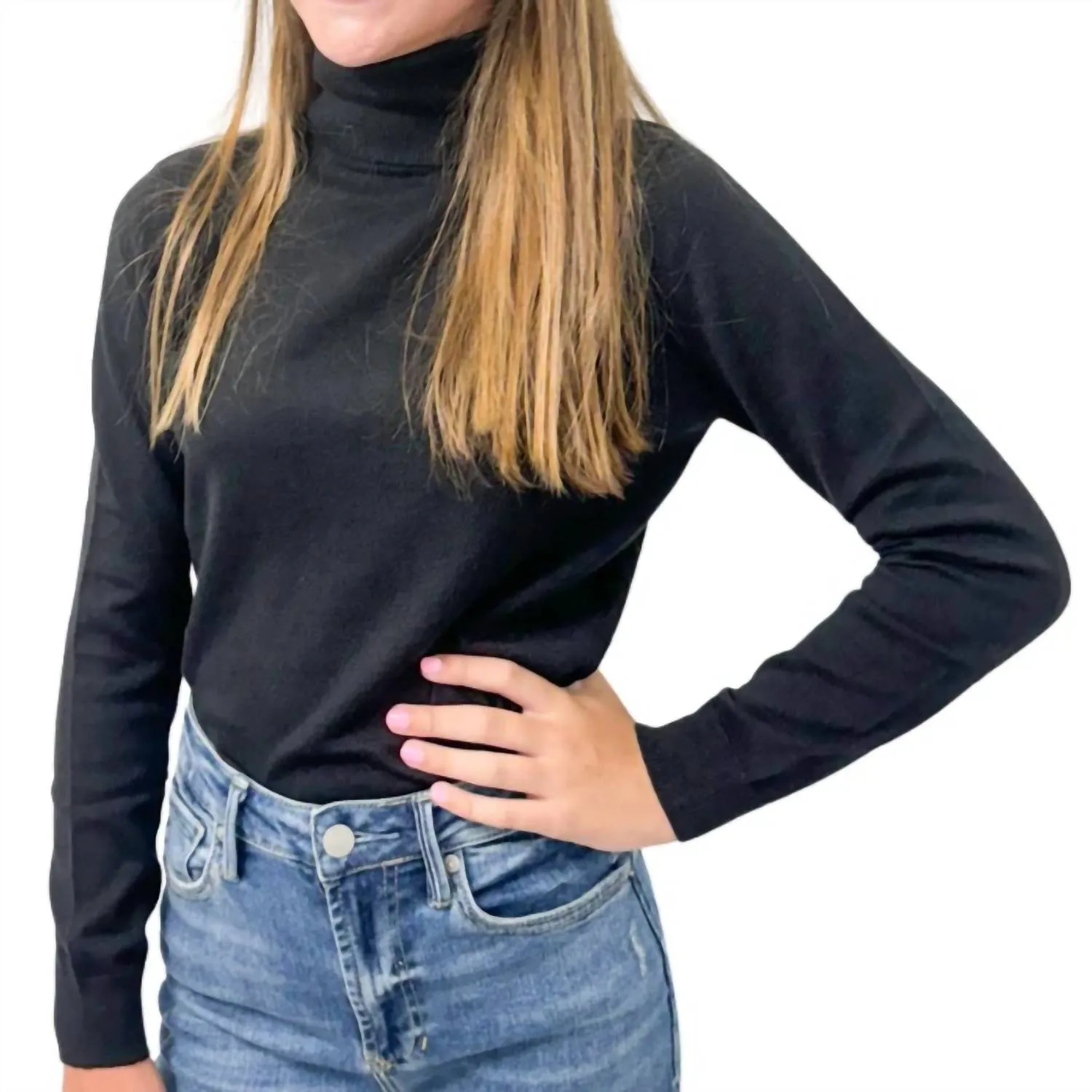 Claudia Nichole - Cotton Cashmere Legacy Fold Over Turtleneck Sweater