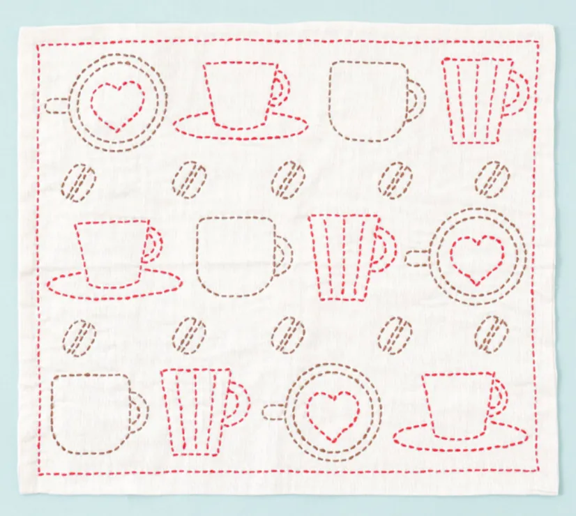 Coffee Sashiko Cloth