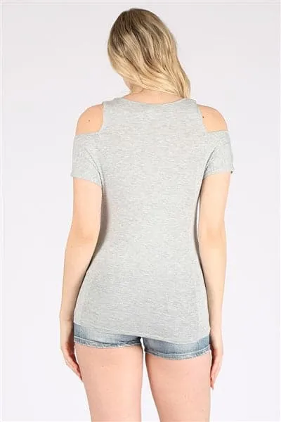 Cold Shoulder Rayon Top Heather Gray - Pack of 6