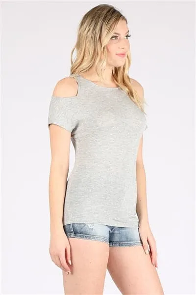Cold Shoulder Rayon Top Heather Gray - Pack of 6