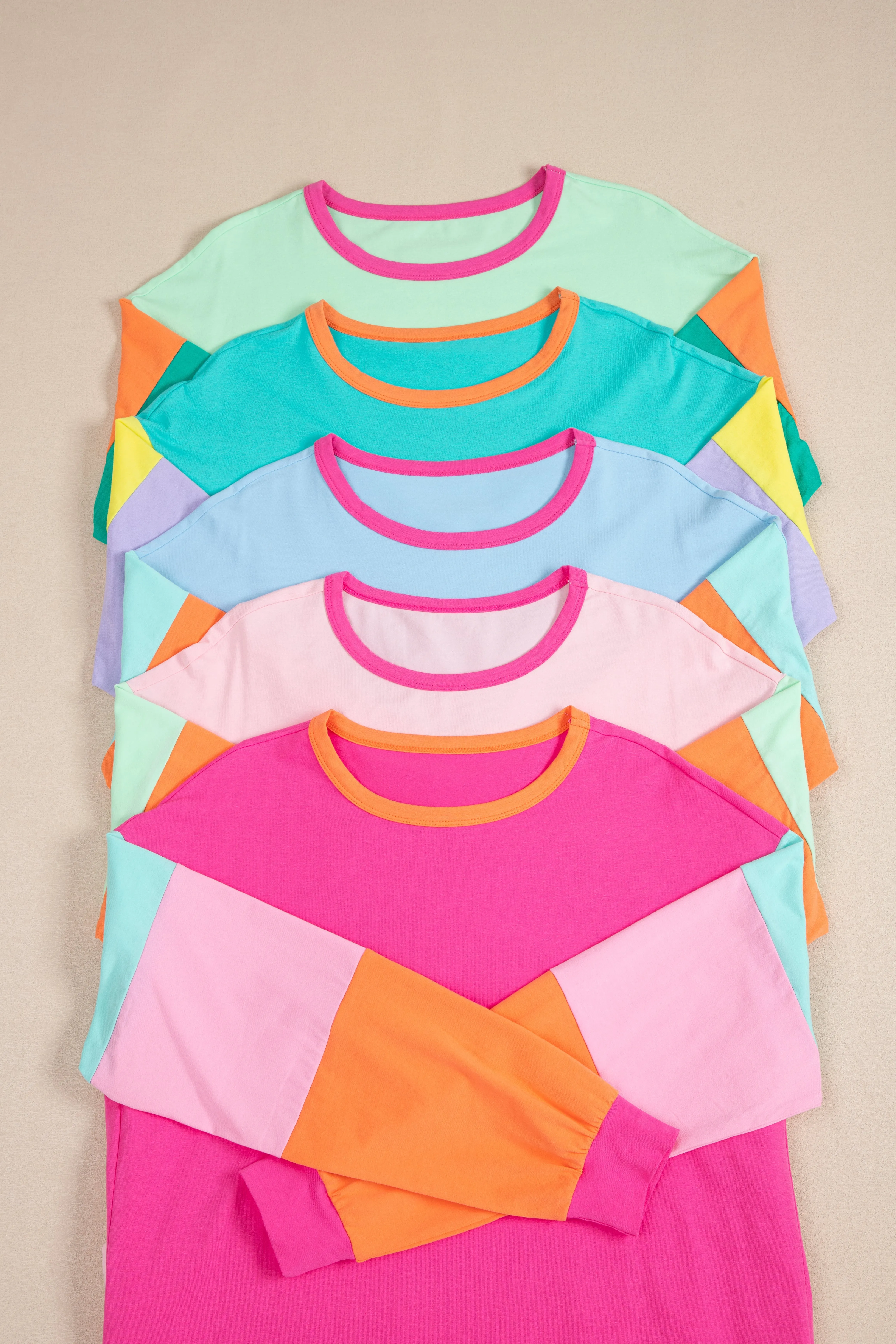 Colorblock Long Sleeve Loose Top