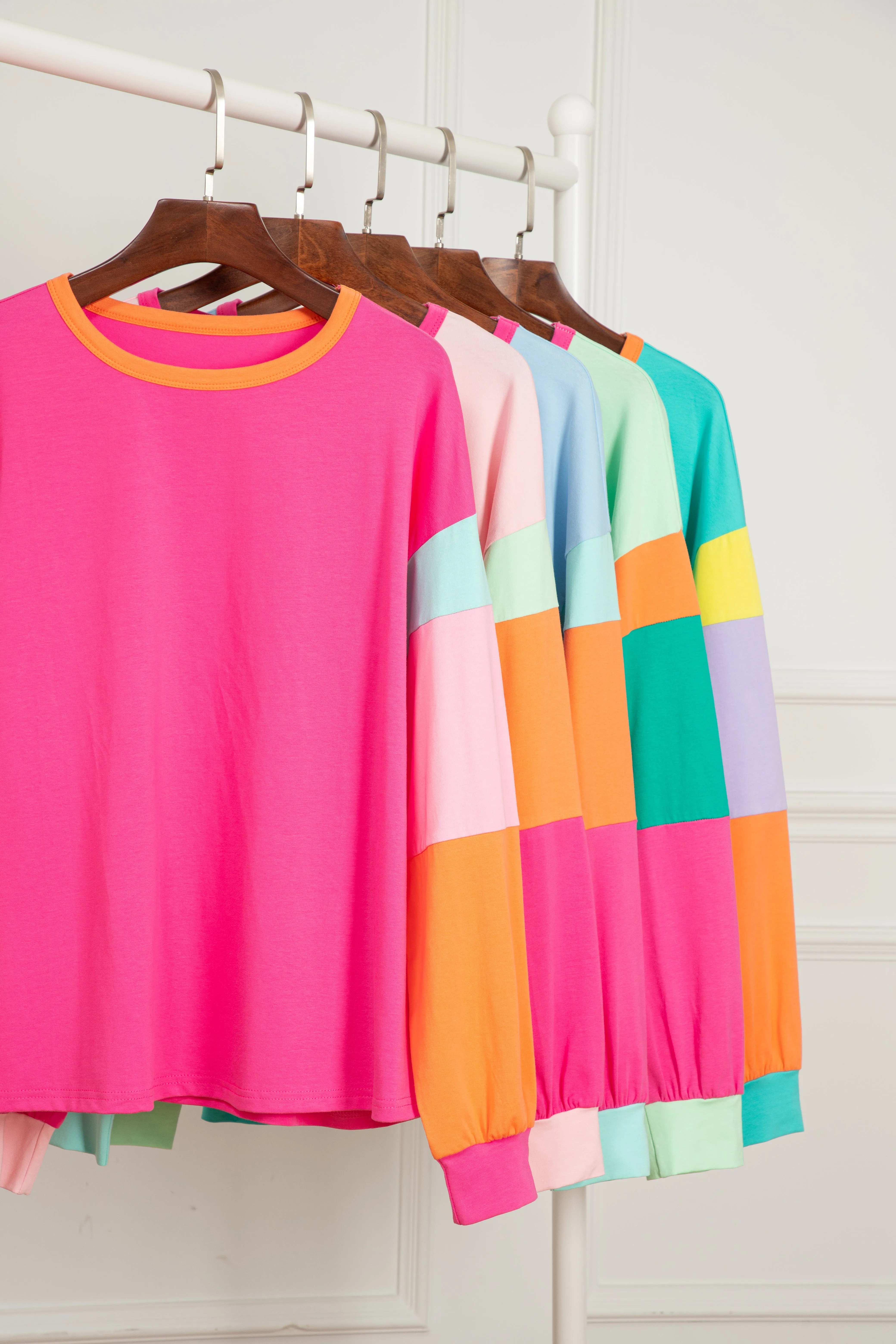 Colorblock Long Sleeve Loose Top