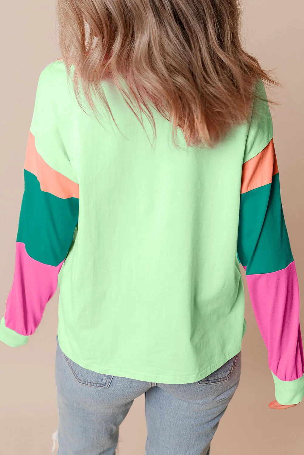 Colorblock Long Sleeve Loose Top