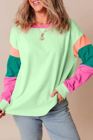 Colorblock Long Sleeve Loose Top