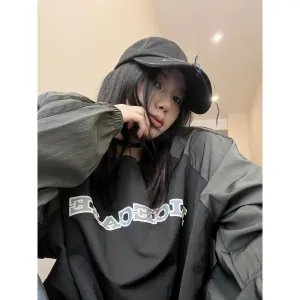 Contrast Patchwork Letter Sweatshirt