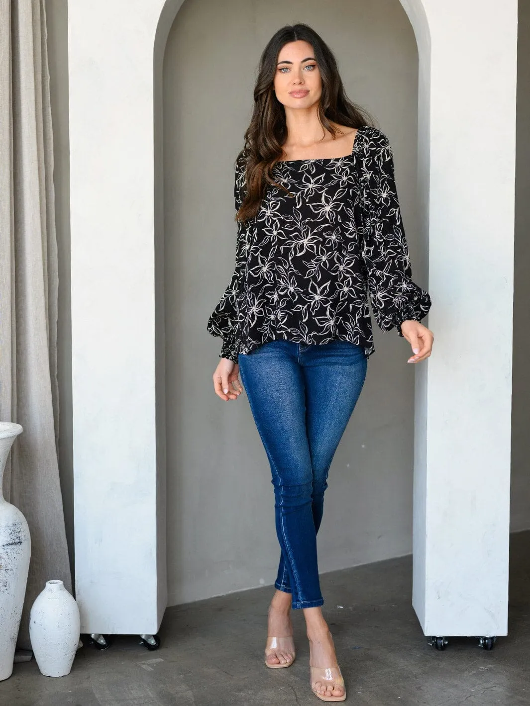 Copy of WOMEN'S LONG SLEEVE FLORAL TUNIC TOP