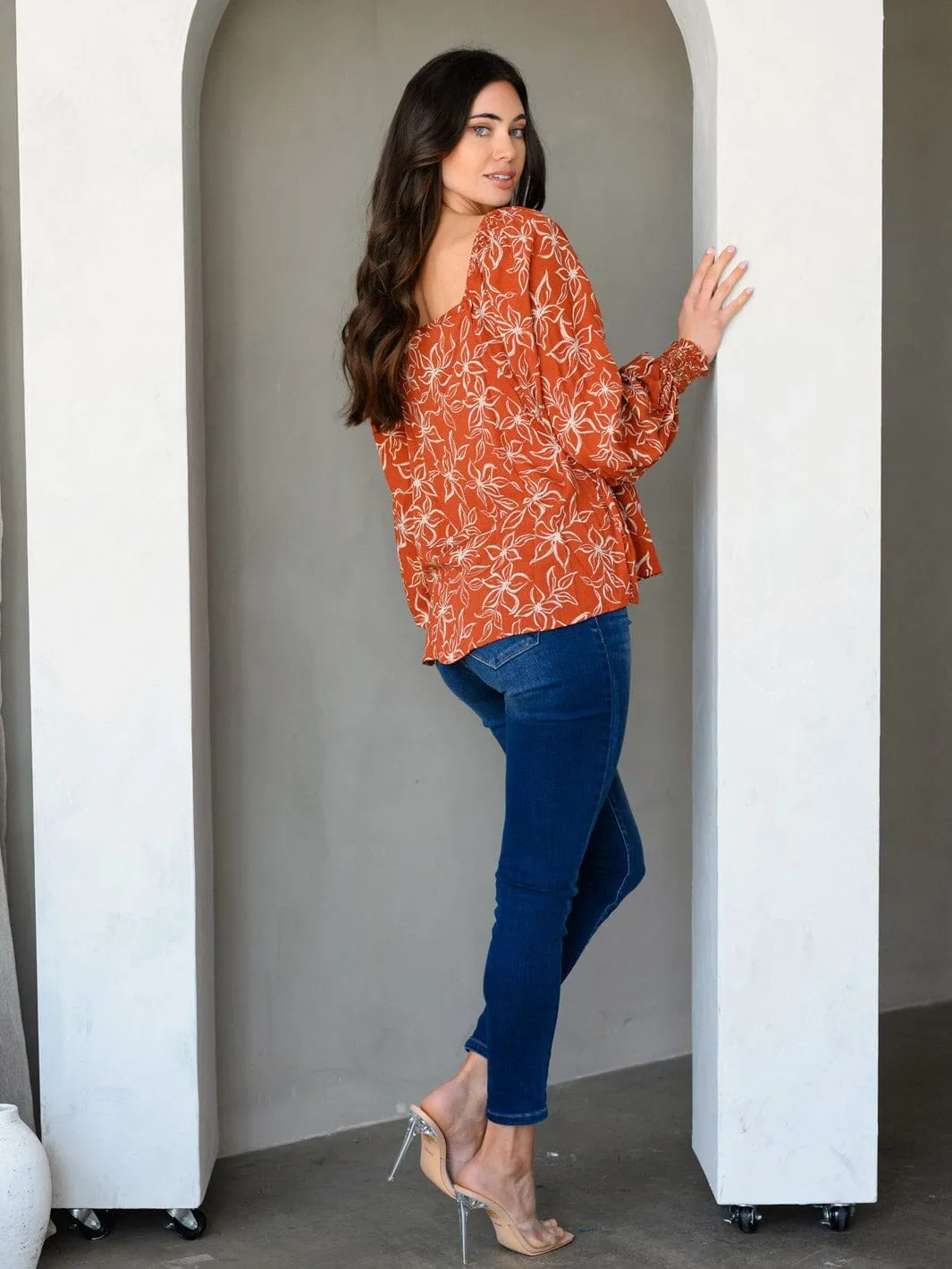 Copy of WOMEN'S LONG SLEEVE FLORAL TUNIC TOP
