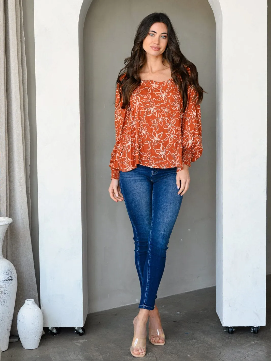 Copy of WOMEN'S LONG SLEEVE FLORAL TUNIC TOP