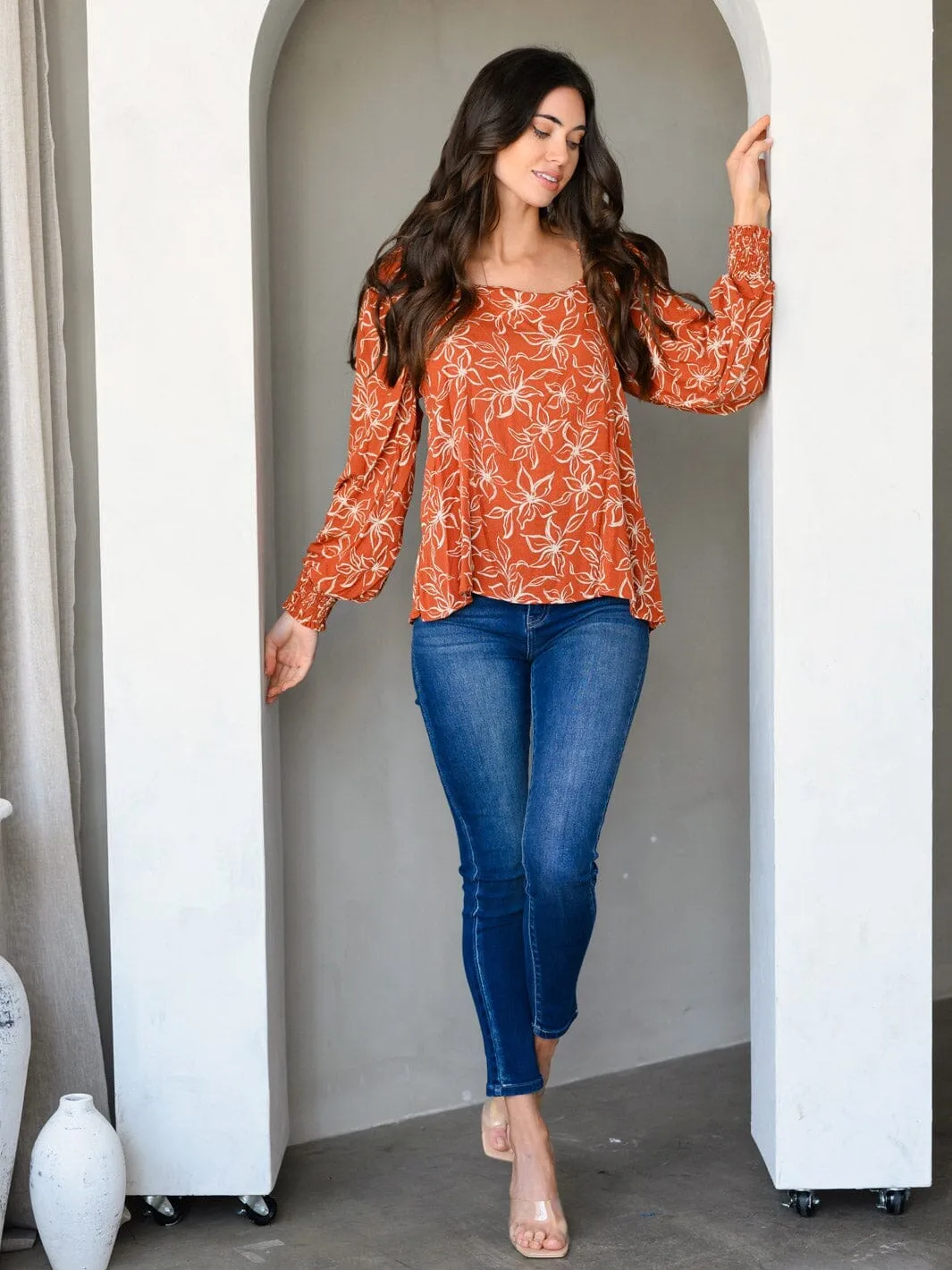 Copy of WOMEN'S LONG SLEEVE FLORAL TUNIC TOP