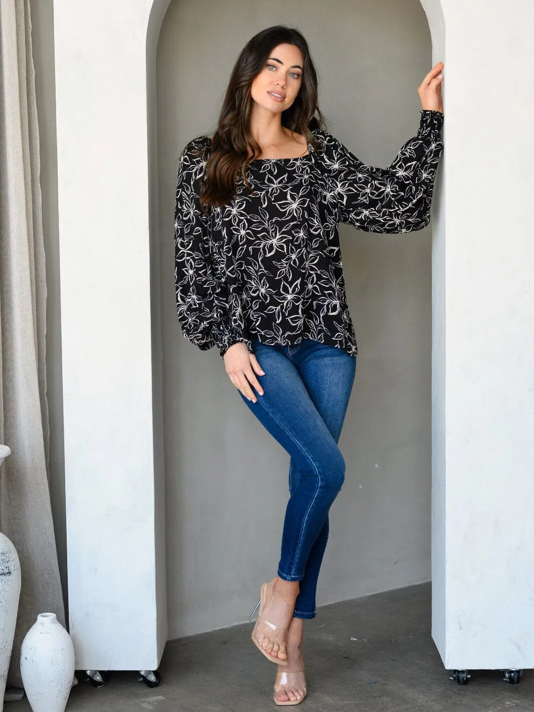 Copy of WOMEN'S LONG SLEEVE FLORAL TUNIC TOP