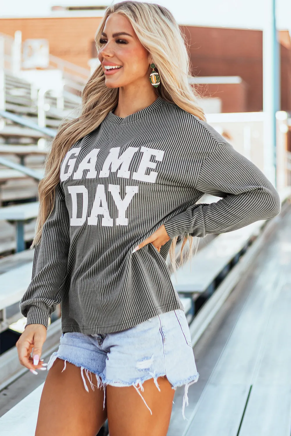 Corded GAME DAY Graphic Long Sleeve Top