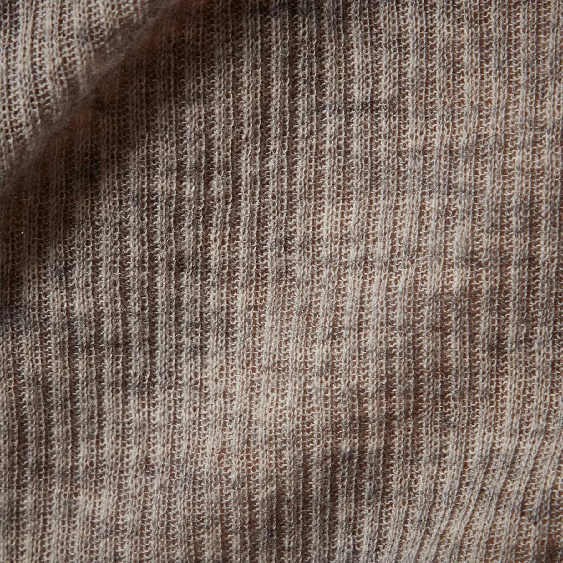 Cotton Cashmere Blend Ribbed Turtleneck - Heather Grey