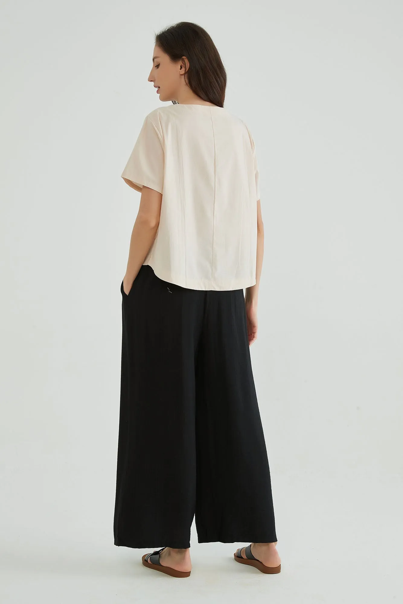 Cotton Seed Short Sleeves Boho Embroidered Top
