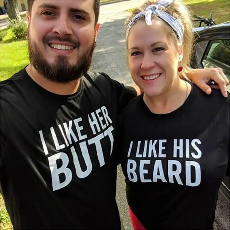 Couple Matching T-shirt Funny BEARD BUTT
