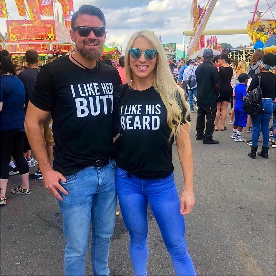Couple Matching T-shirt Funny BEARD BUTT