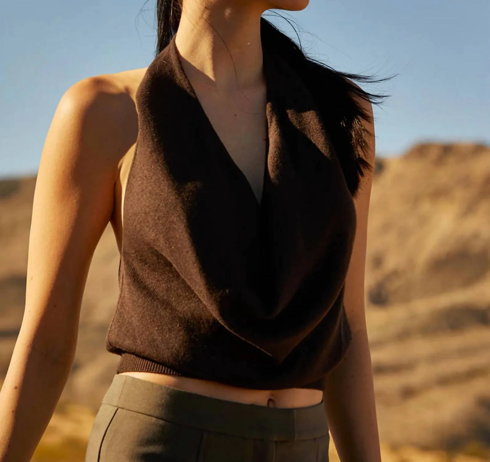 Crescent - Melanie Cowl Neck Halter Sweater