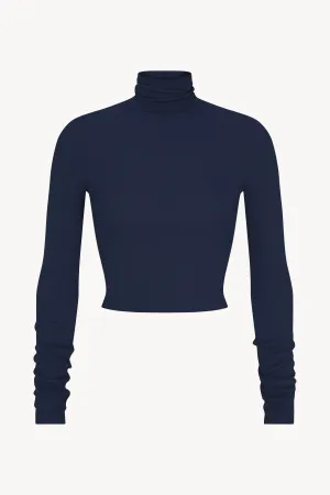 Cropped Fitted Turtleneck Top