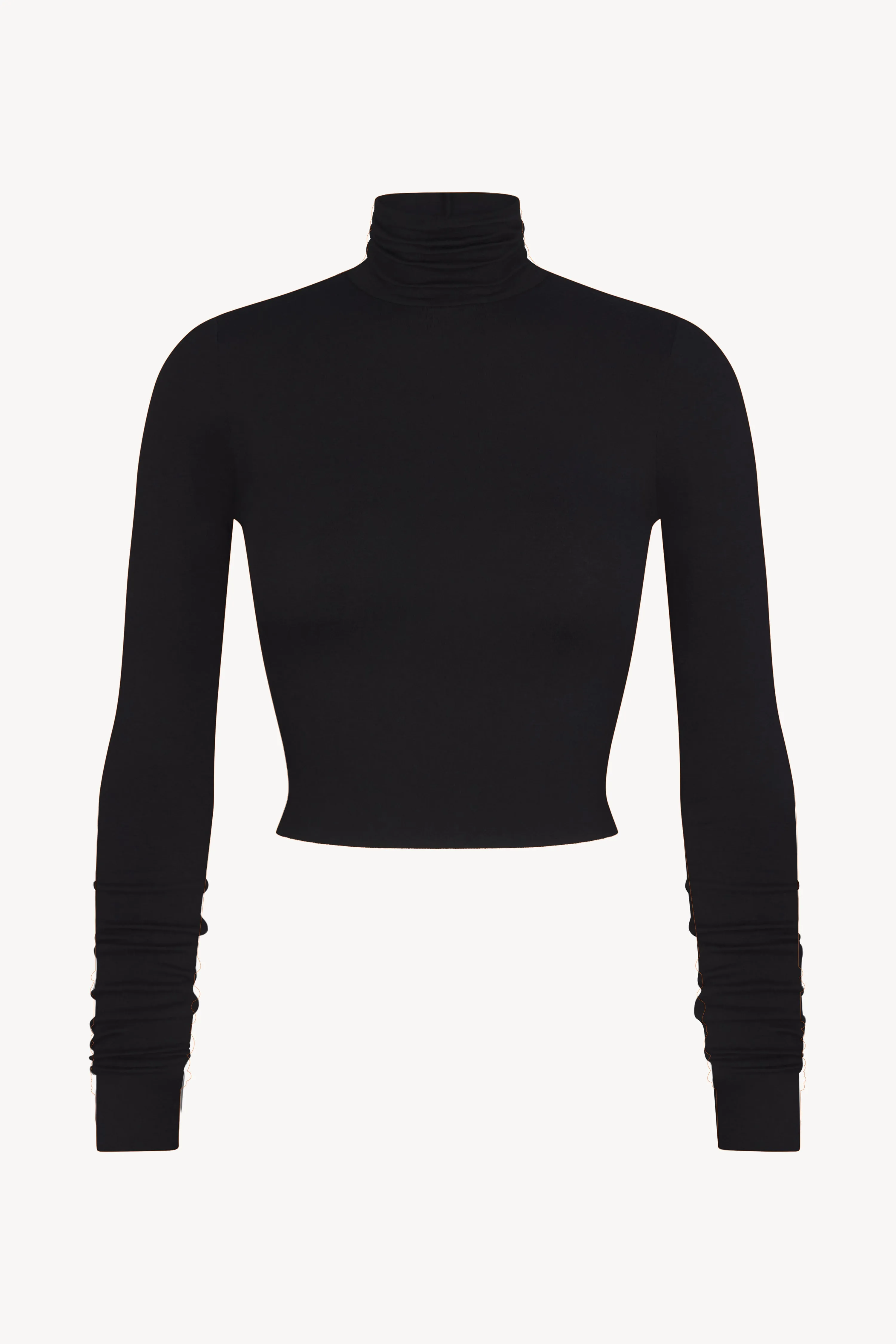 Cropped Fitted Turtleneck Top