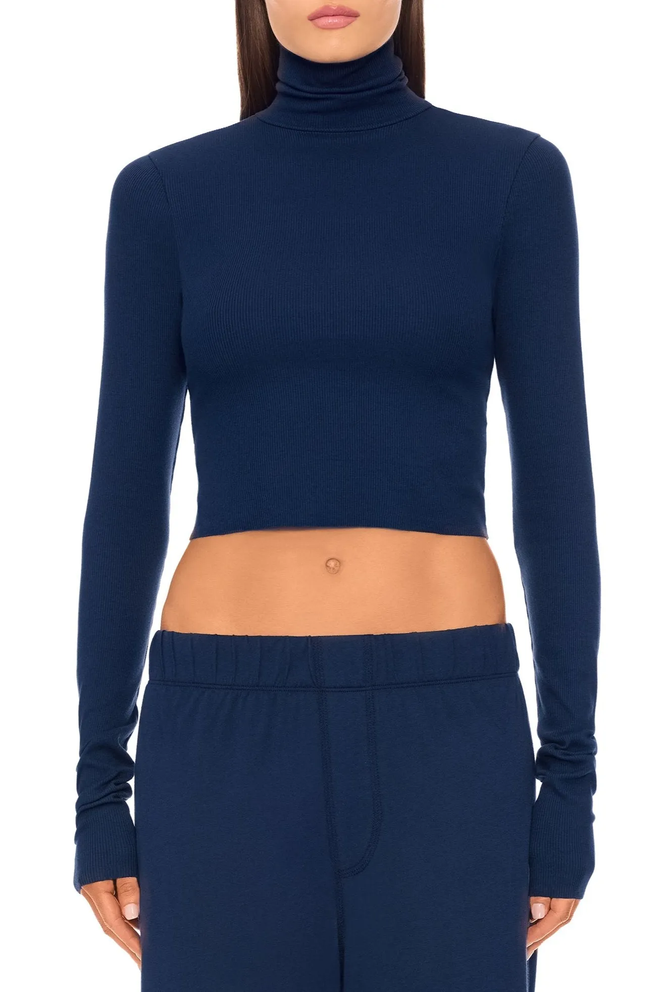 Cropped Fitted Turtleneck Top