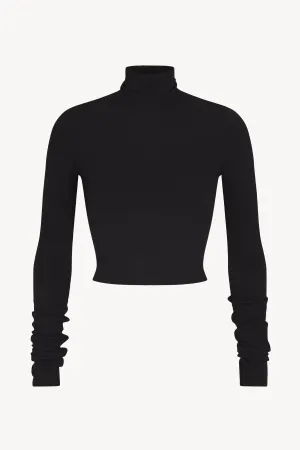 Cropped Fitted Turtleneck Top