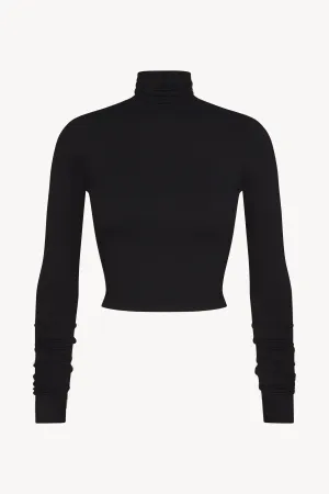 Cropped Fitted Turtleneck Top