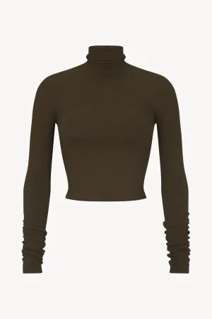 Cropped Fitted Turtleneck Top
