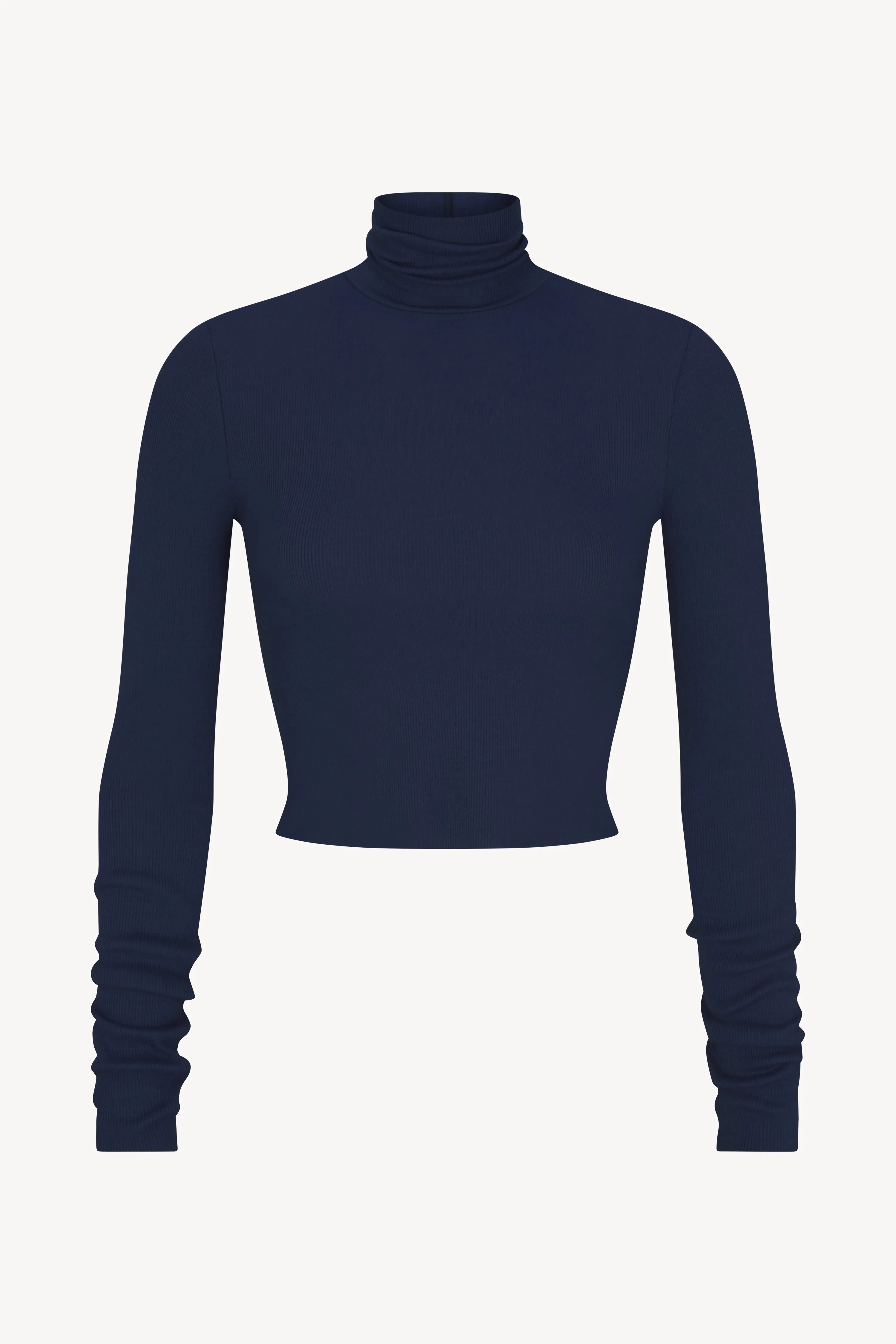 Cropped Fitted Turtleneck Top